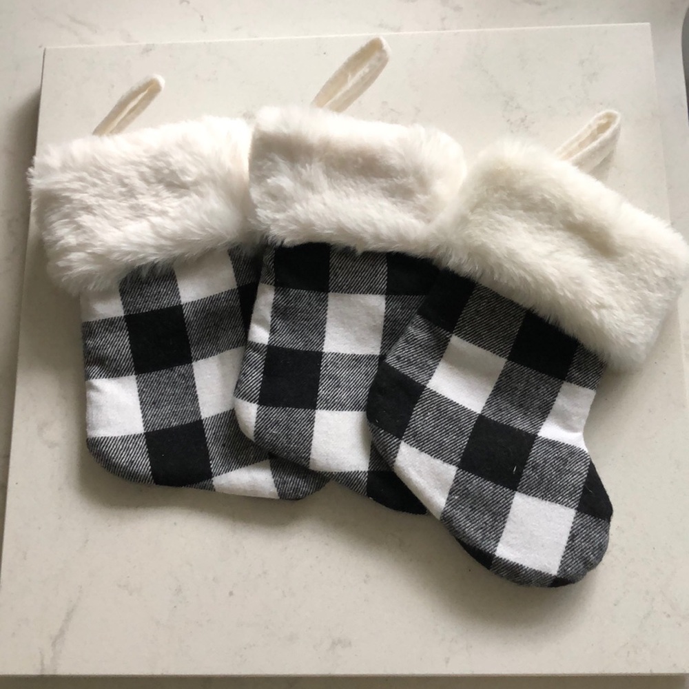 Mini buffalo check stockings. 3 total